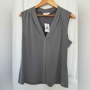 NWT Calvin Klein Gray Sleeveless Blouse size XL